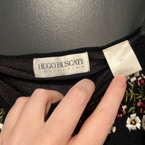 VTG 90s Floral Embroidered Maxi Dress with Sweater Hugo Buscati Size XS - Picture 6 of 11